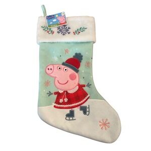 New Peppa Pig Christmas Holiday Stocking 16" Length Cuffed Faux Soft Felt